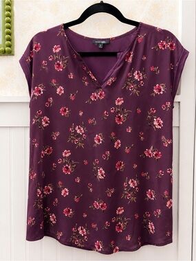 Papermoon Plum Floral V-Neck Blouse